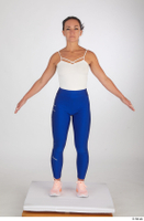  Zuzu Sweet blue leggings orange sneakers sports standing white top whole body 0009.jpg